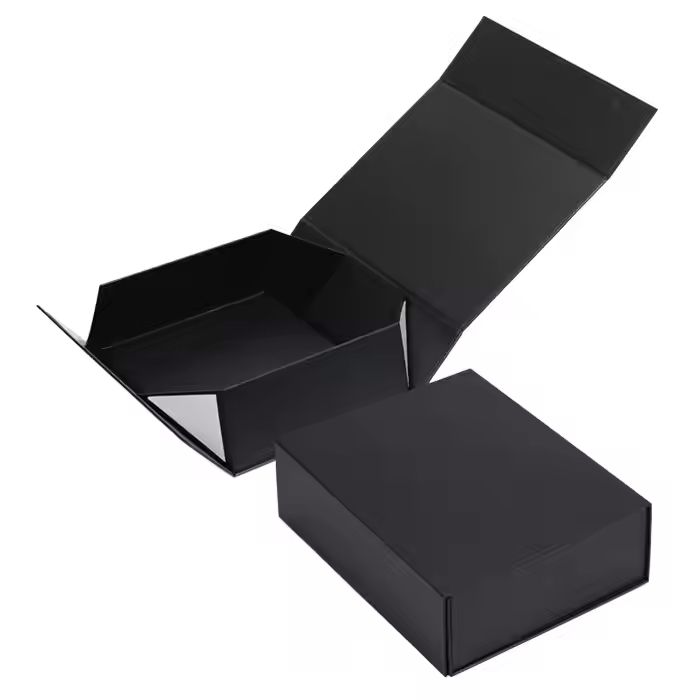 Gift Boxes Customizable Black Cardboard Folding Magnetic Cosmetic Boxes with Matt Lamination Face Cr