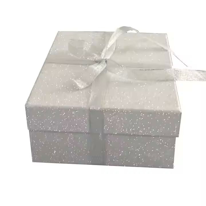 Customised High-End Silver White Ribbon Gift Box for Perfume Lipstick Kraft Paper Cosmetic Packaging