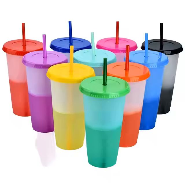 700ml Large Capacity Plastic Water Cup with Straw, 24oz PP Material, Summer Hot-Selling Temperature-