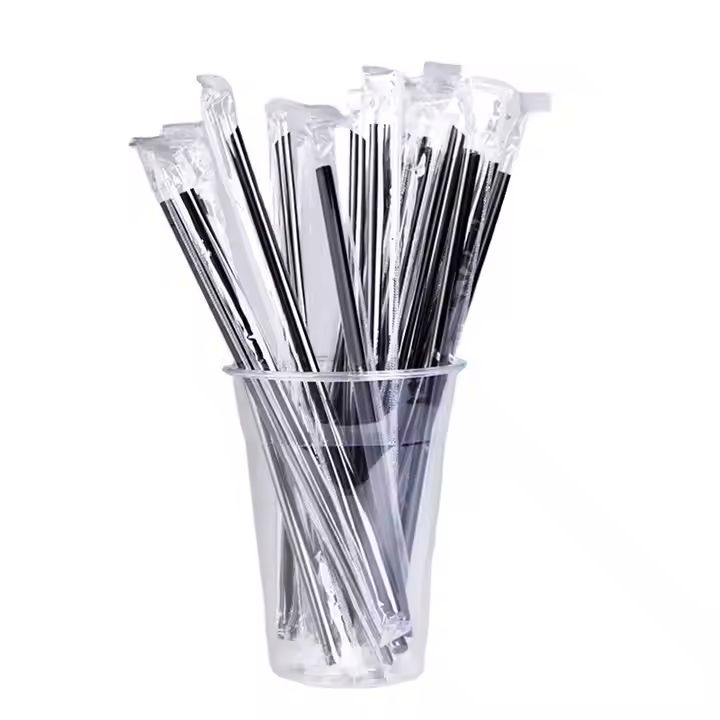 Individual Wrapped PP Plastic Transparent Disposable Straws Christmas Decorations for Bubble Tea Smo