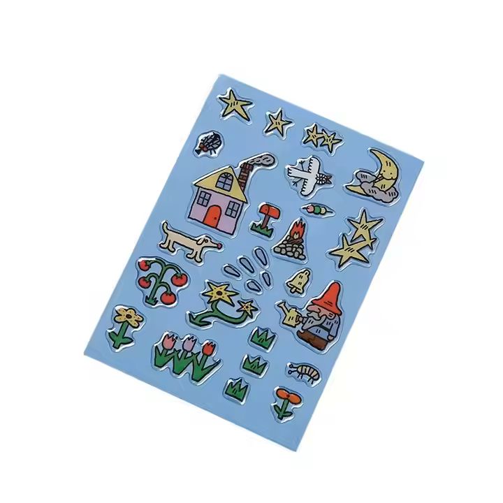 Customized Transparent Self-Adhesive PVC Crystal Drip Molding Stickers Cartoon Three-Dimensional Lab
