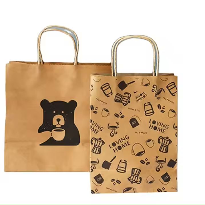 Wholesale Factory Price Kraft Paper Carrier Bag White Brown Twisted Rope Handle Custom Logo Printed 