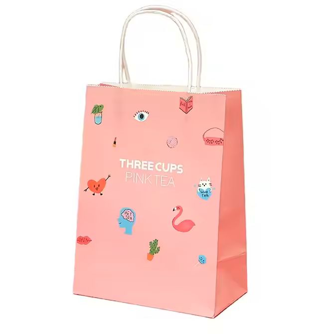 Custom Logo Printed Brown White Kraft Paper Shopping Carrier Bag Twisted Handle Hot Selling for Pizz