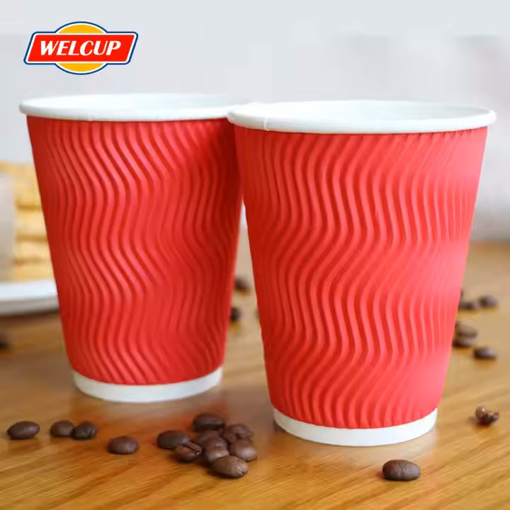 Customized Disposable 8oz 12oz 16oz Insulated Corrugated Paper Cup Kraft Ripple Paper Cup Hot Cafe M