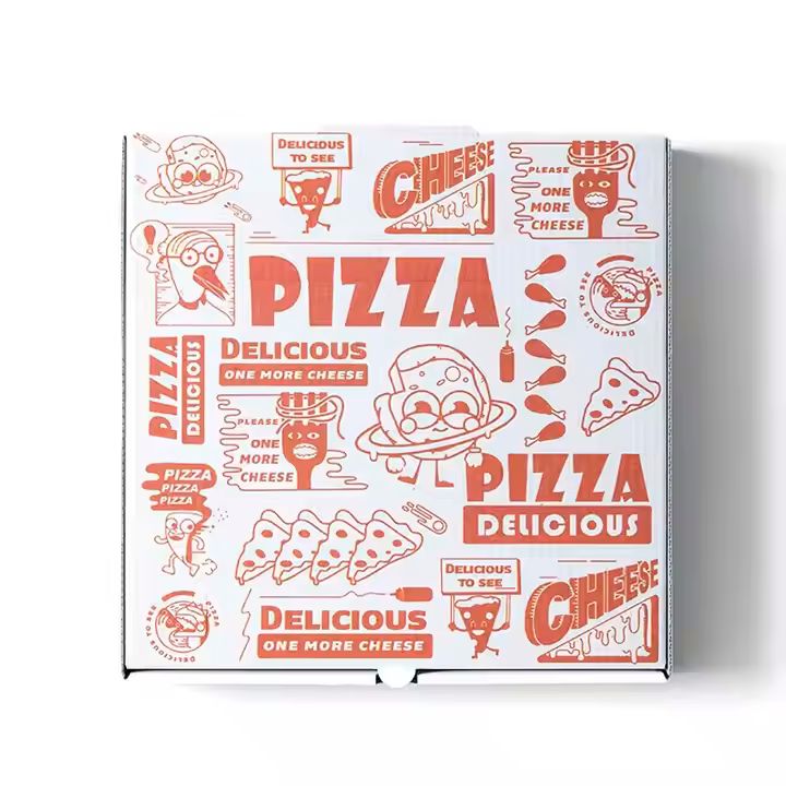 Customised Disposable Corrugated Board Pizza Boxes 7/8/9/10/12 Inch Insulated Commercial Paper Packi