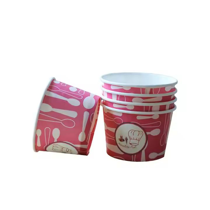 3-16oz Eco-Friendly Single Wall Kraft Paper Insulated Ice Cream Containers Biodegradable Takeaway Cu