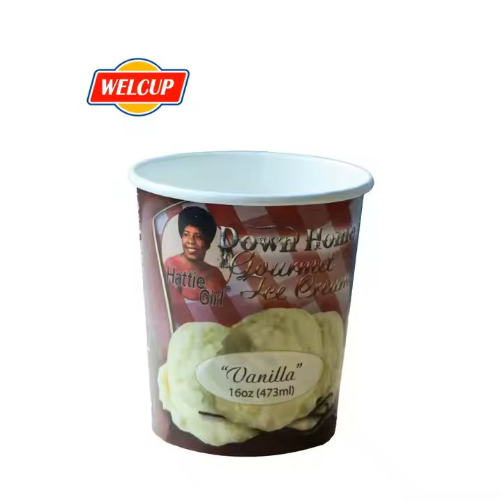 ODM Service Available Icecream Paper Cups 8oz for Ice Cream With Transparent Demo Lids