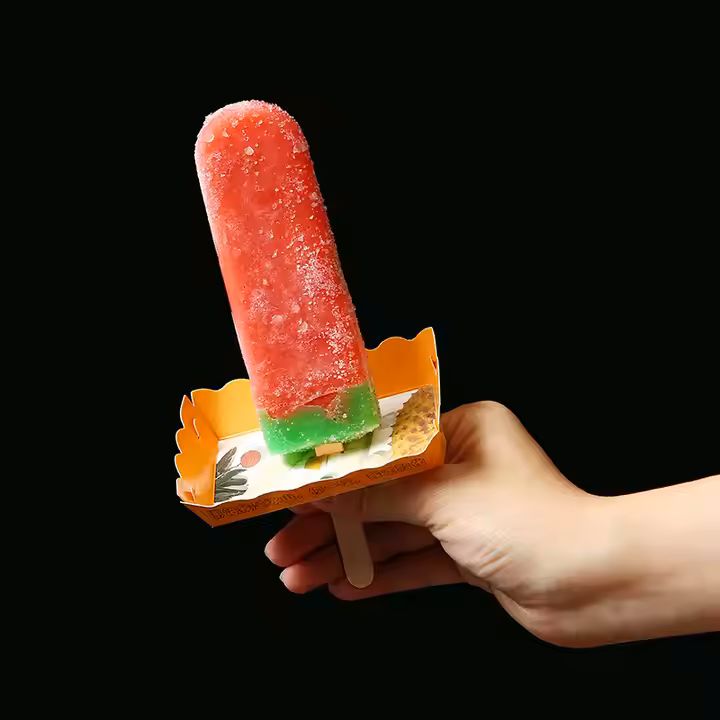 Popular Summer Ice Cream Customized Print Square Disposable Packaging Biodegradable Paper Cone Drip 