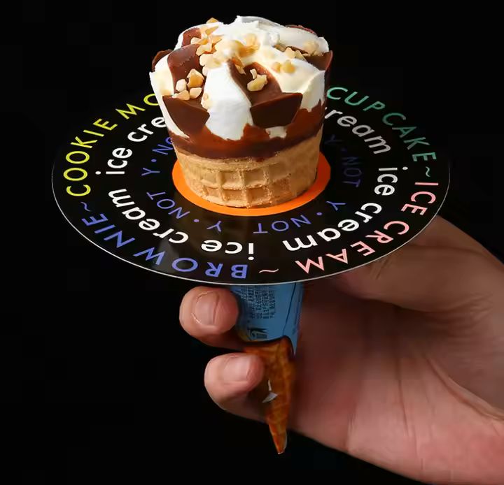 Customized Printed Food Grade Paper Cone for Ice Cream Round Sleeves Drip Free Proof Disposable Pack