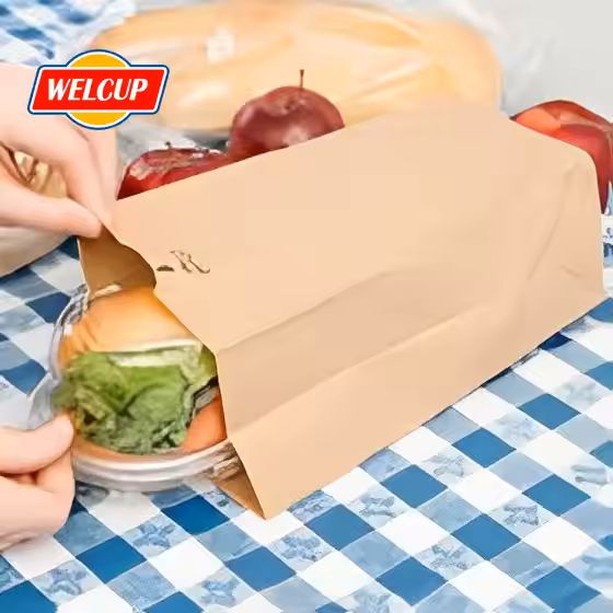 Luxury Two-Handle Kraft Paper Bag with Customizable Logo from China Manufacturer for Food Packaging 