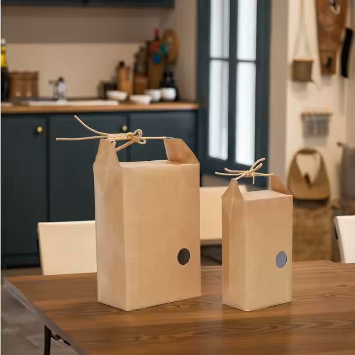 High Quality Custom Printed Logo Kraft Paper Handbag with Clear Window for Gifts Pizza Milk Sushi Pe