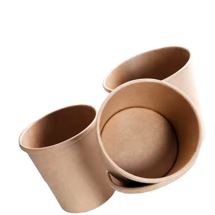 Custom Disposable Double Wall Coffee Cups Synthetic Paper Take Away Noodle Salad Food Container with