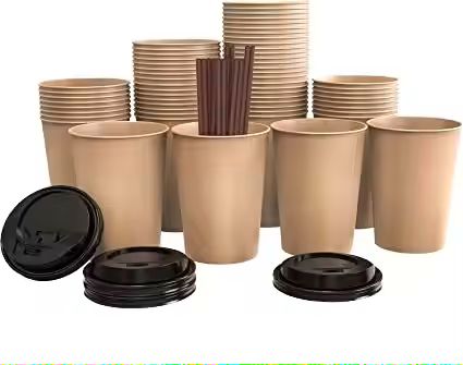 Factory Price Biodegradable Food Grade Kraft Paper 12oz 16oz 20oz 24oz Container No Plastic Single W