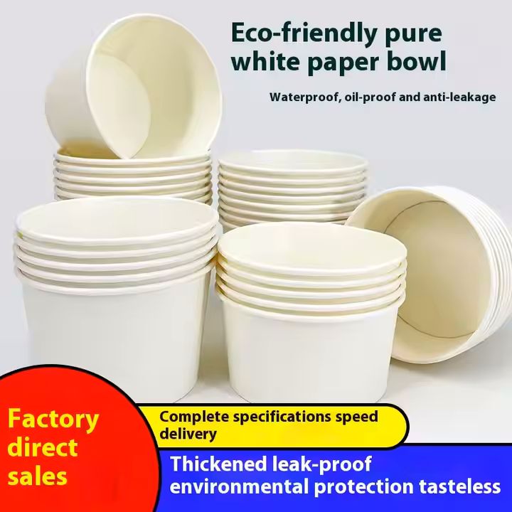 Wholesale Disposable Extra Large Paper Bowl Tableware Salad Pizza Takeaway Snack Stall Packaging Box
