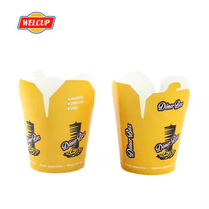 Hot Selling Custom Paper Food Containers Restaurant Takeaway Kraft Paper Square Bowl Noodle Box