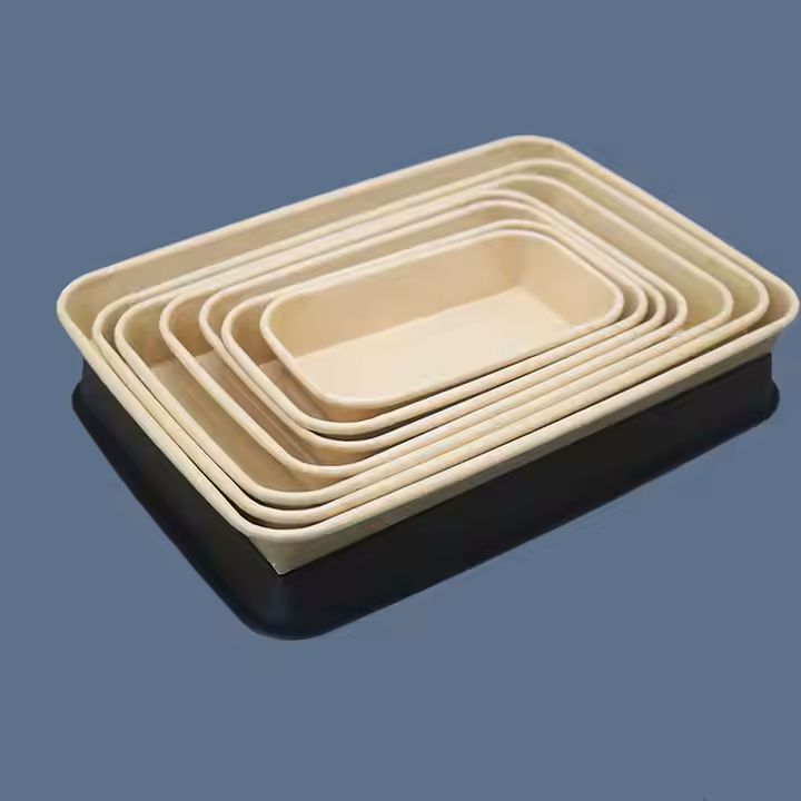Custom Biodegradable Kraft Waterproof Food Pastry Desserts Paper Trays Brown Paper Snack Cake Tray P