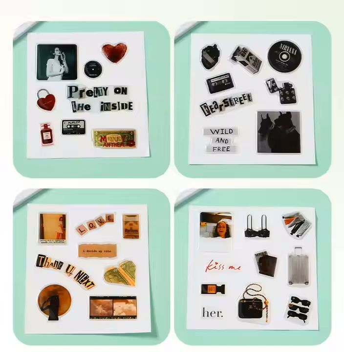 Customized Transparent PVC Cartoon Cell Phone Drip Stickers Eco-Friendly DIY Creative Crystal Design
