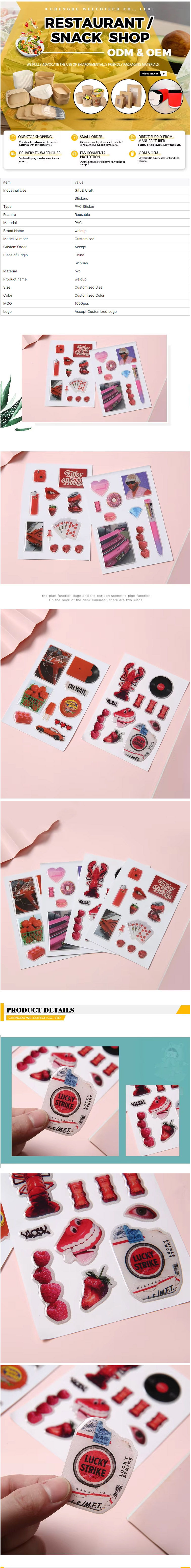 Customized Fun Creative PVC Crystal Drip Stickers Cartoon Cell Phone Decoration Labels