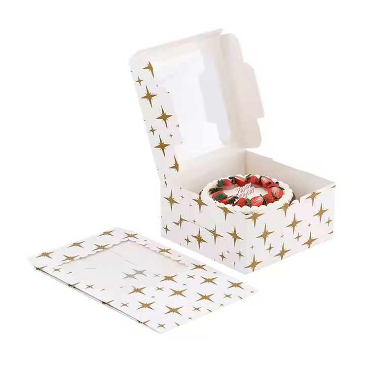 Custom Print Luxury Foldable Disposable Clear Window Small Bakery Bread Cake Packing Donut Box
