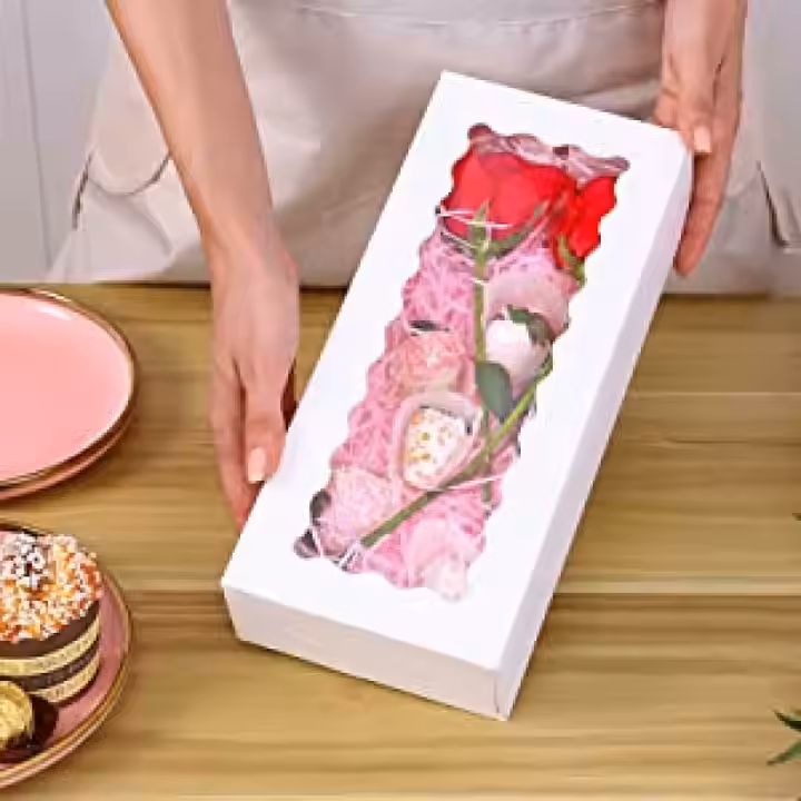 Transparent Visual Paper Box for Baked Pastries Cakes Chocolates Berries Other Ingredients