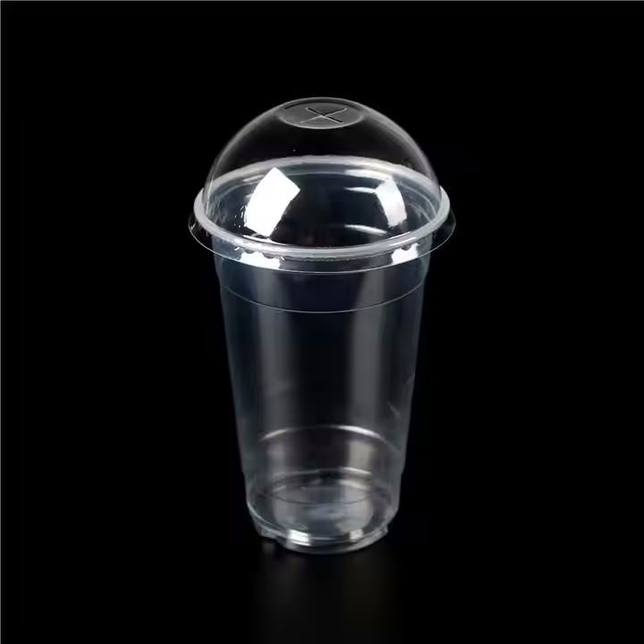 Cup Dome and Flat Transparent Lid Cold Drink Cup Disposable PET Plastic Disposable Cold Drink Cups L