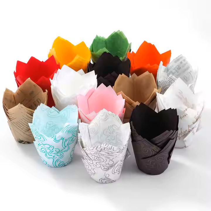 Custom Printing Dessert Decorators Paper Baking Cups 5cm Base Cupcake Liners Tulip Cake Cup With Bes