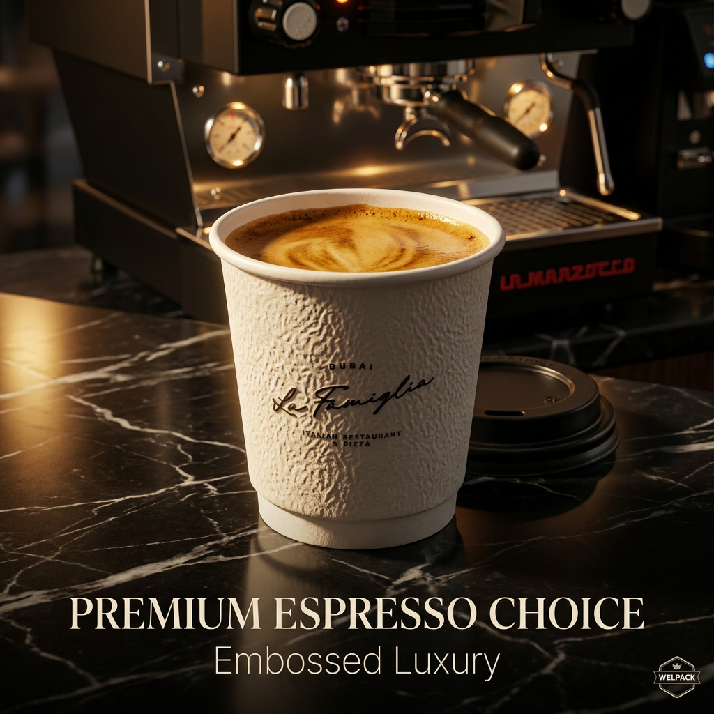 Luxury 110ml Embossed Espresso Paper Cup by WELPACK Double Wall Heat Insulation Small Coffee Cup for